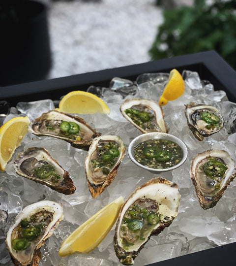 how to make oysters with green scallion mignonette