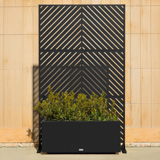 block long box planter with privacy screen set