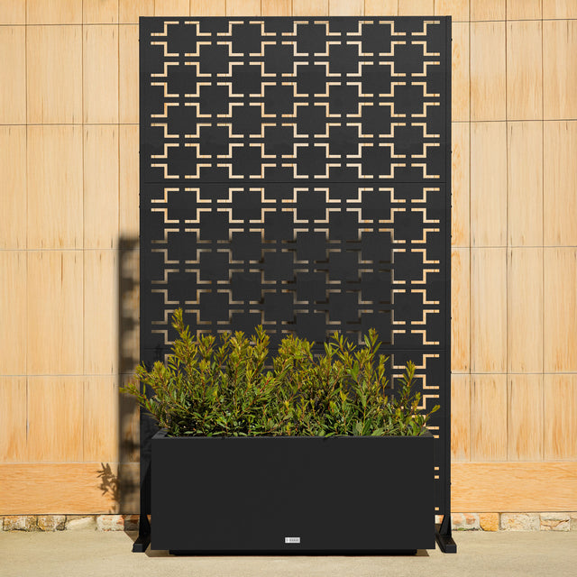 block long box planter with privacy screen set