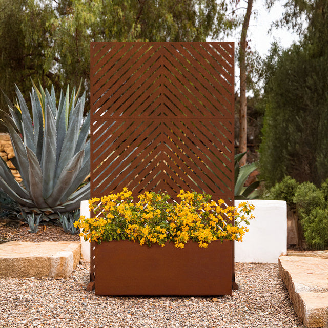 corten long box planter