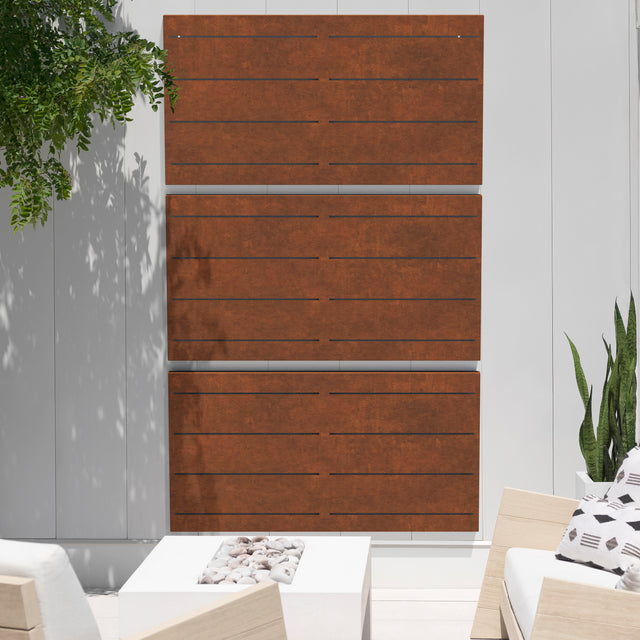 corten linear privacy screen sets