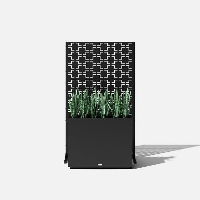 block span planter with privacy screen set
