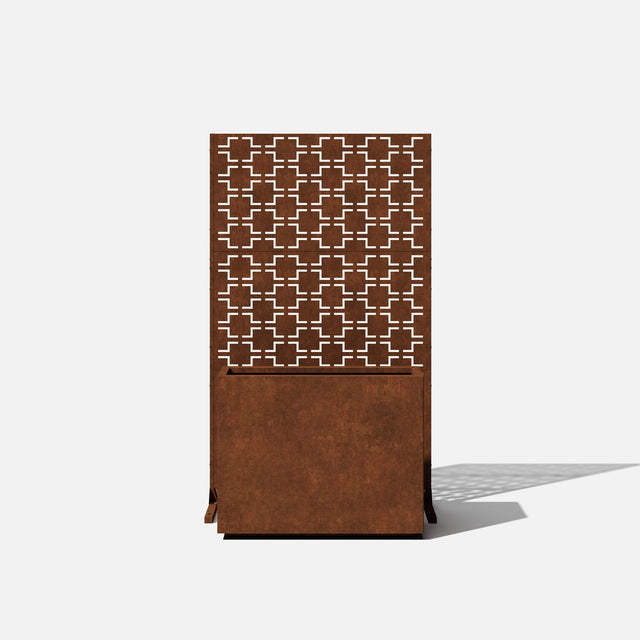 corten span planter with privacy screen set