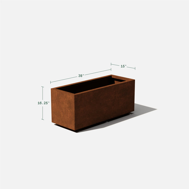 corten long box planter with privacy screen set