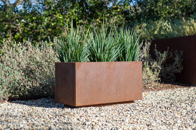 corten long box planter