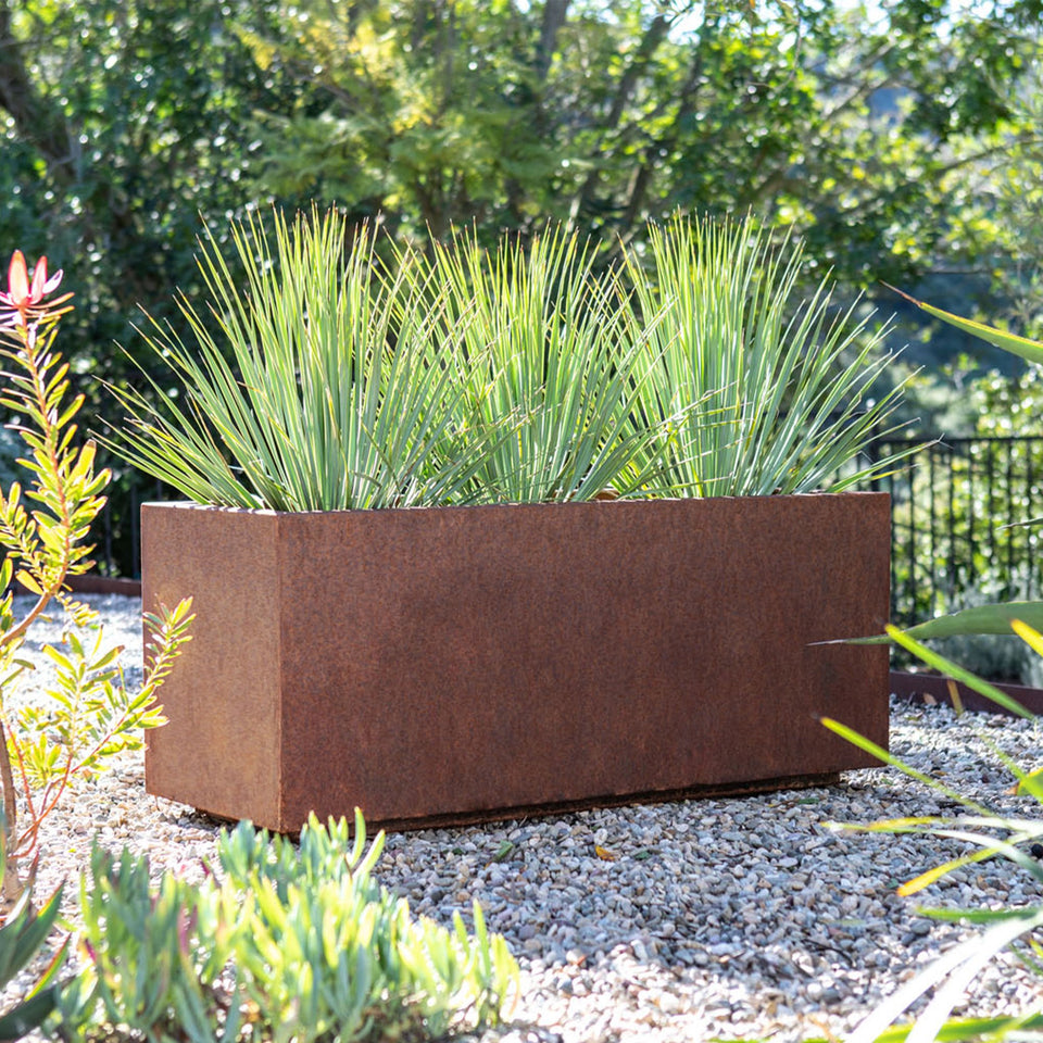 corten long box planter