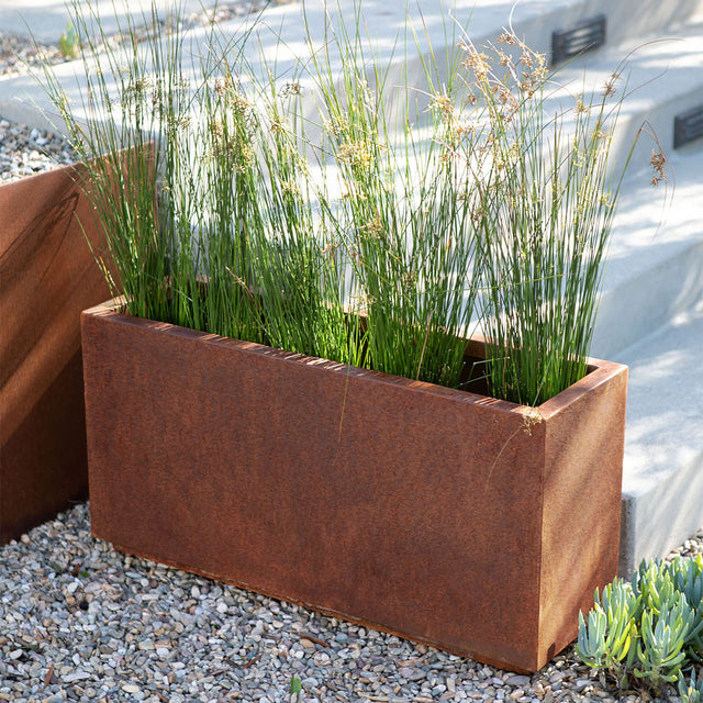 corten long box planter