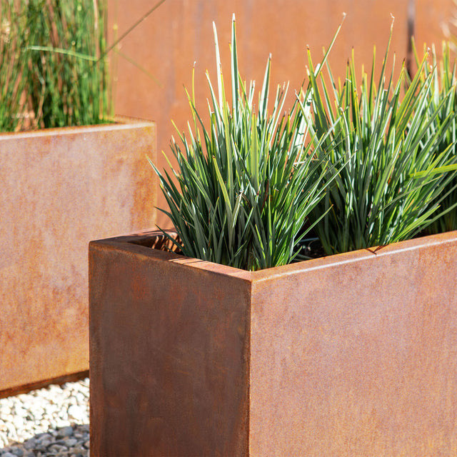corten long box planter