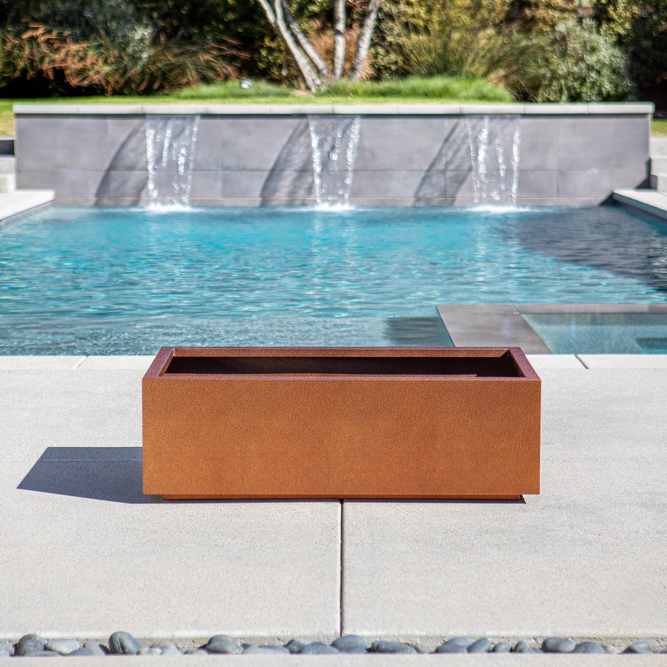 corten long box planter