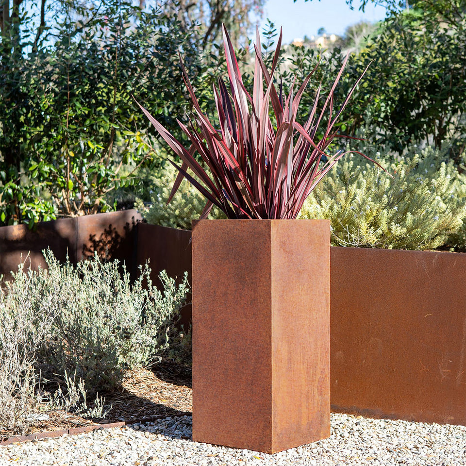 corten pedestal planter