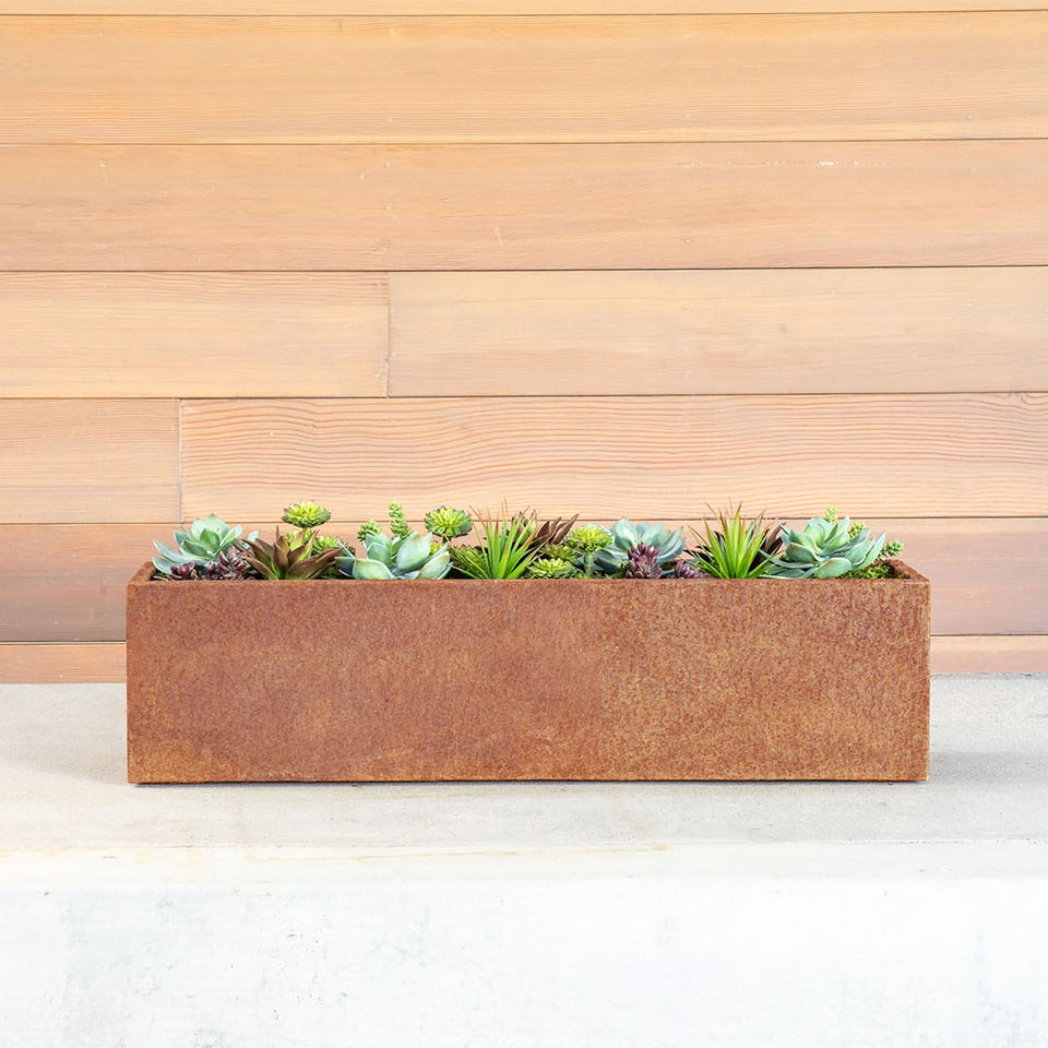 corten window box planter