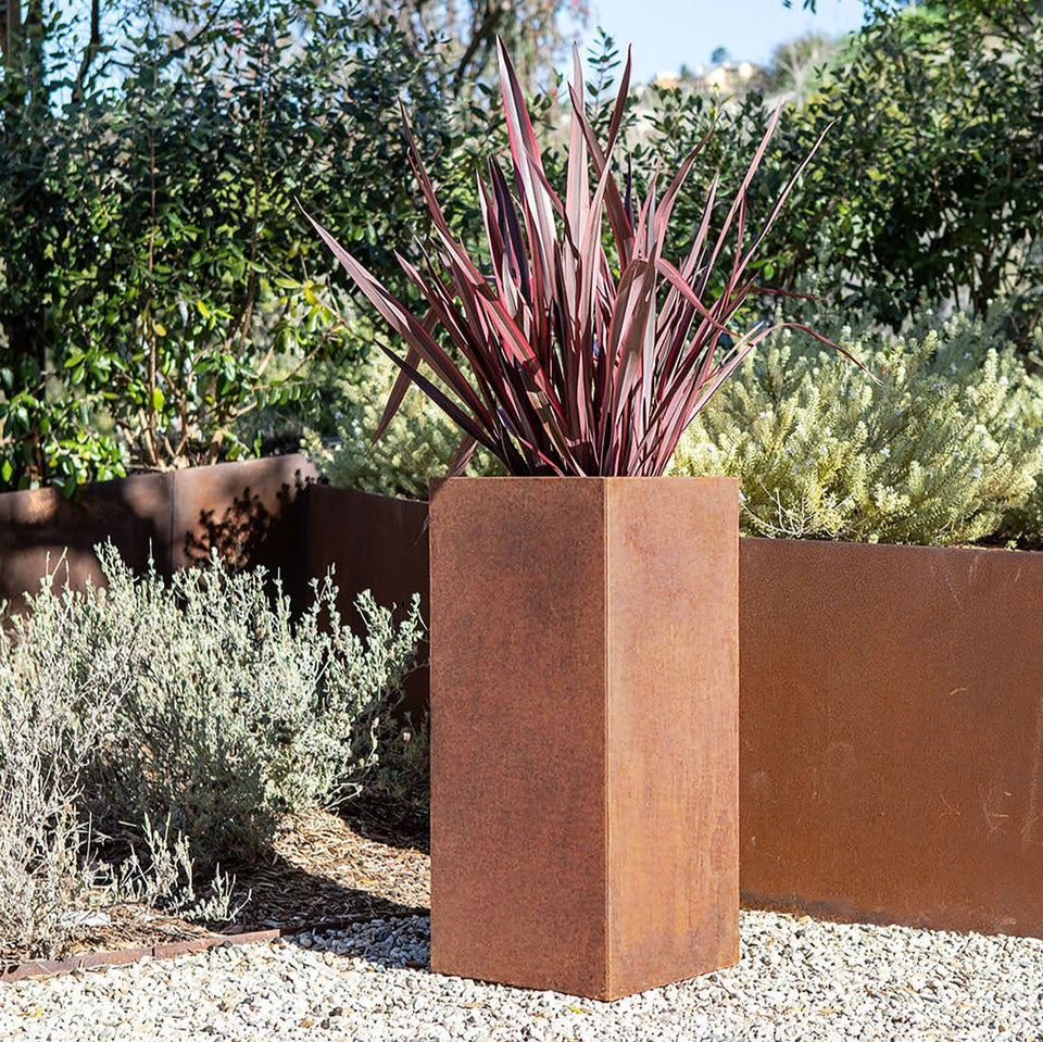 corten pedestal planter