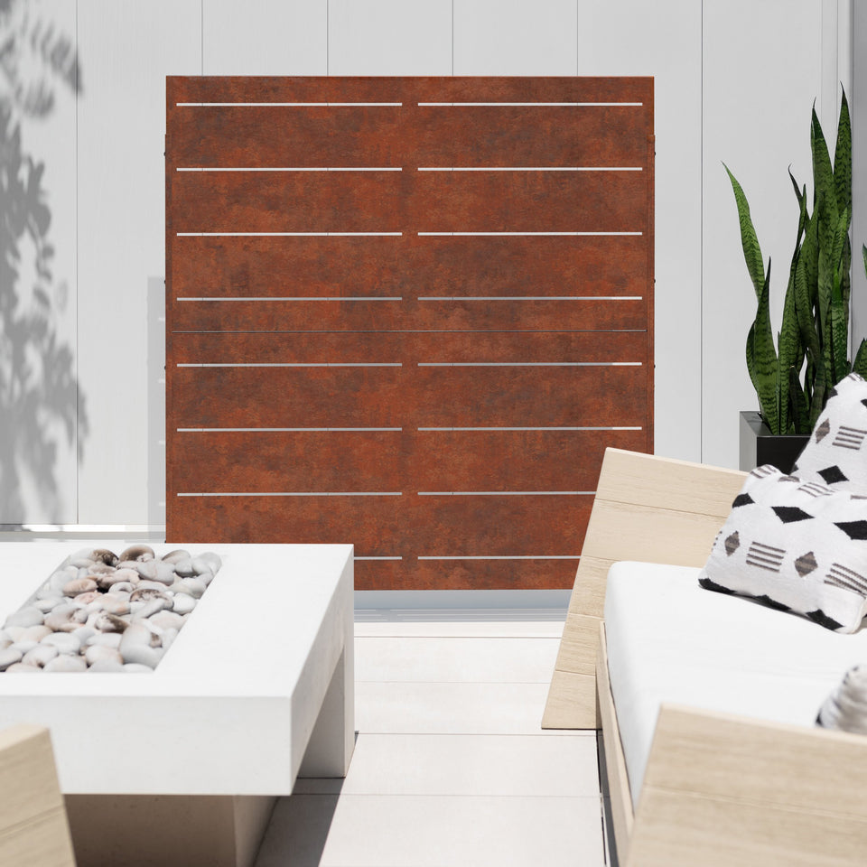 corten linear privacy screen sets