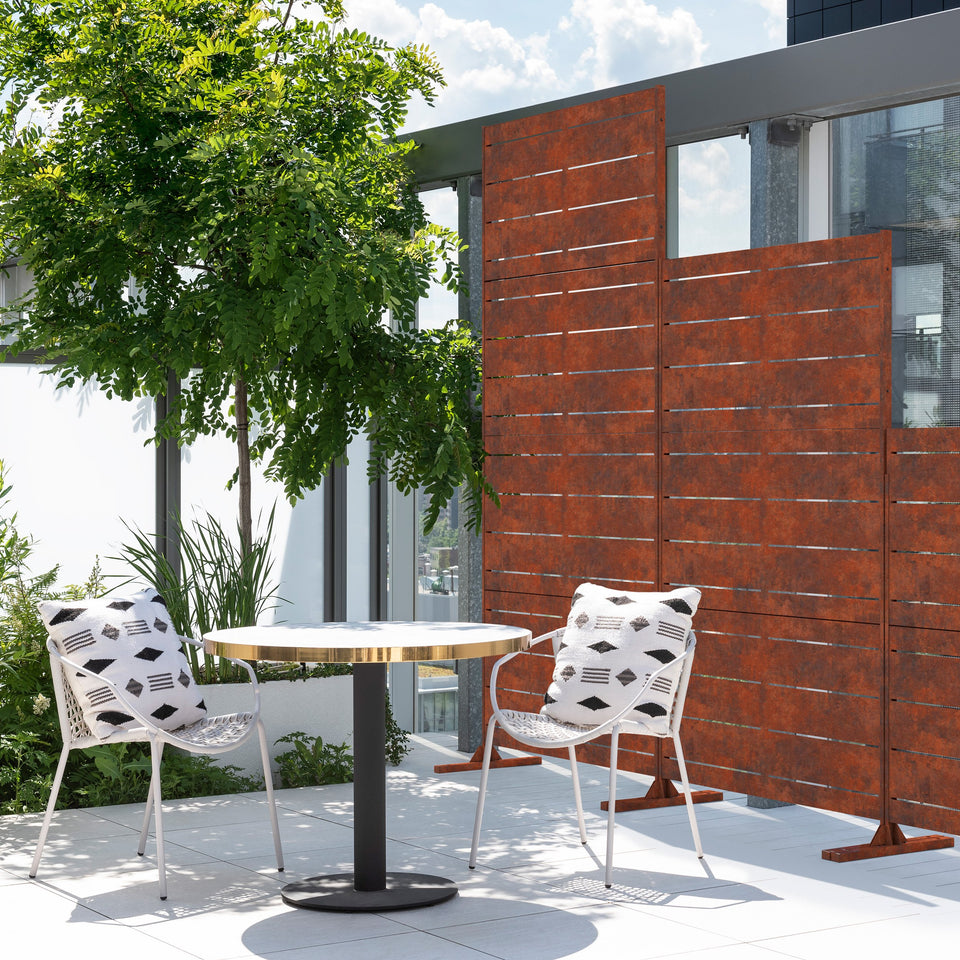 corten linear privacy screen sets