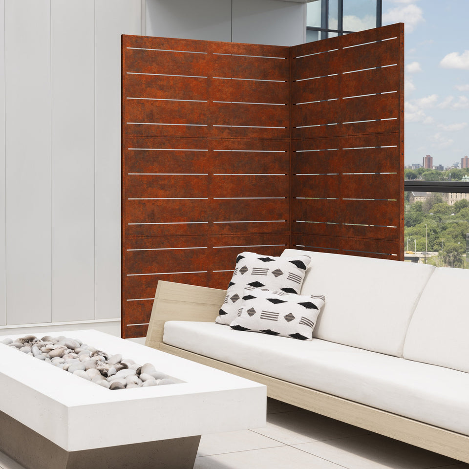 corten linear privacy screen sets