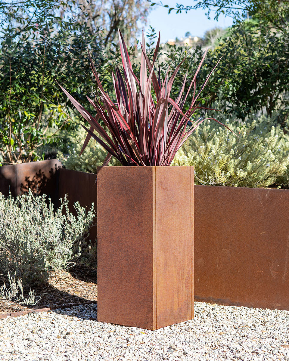 corten pedestal planter