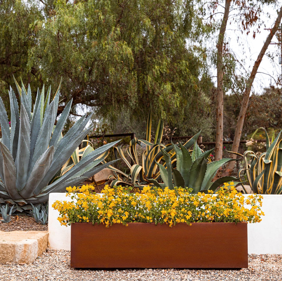 corten long box planter