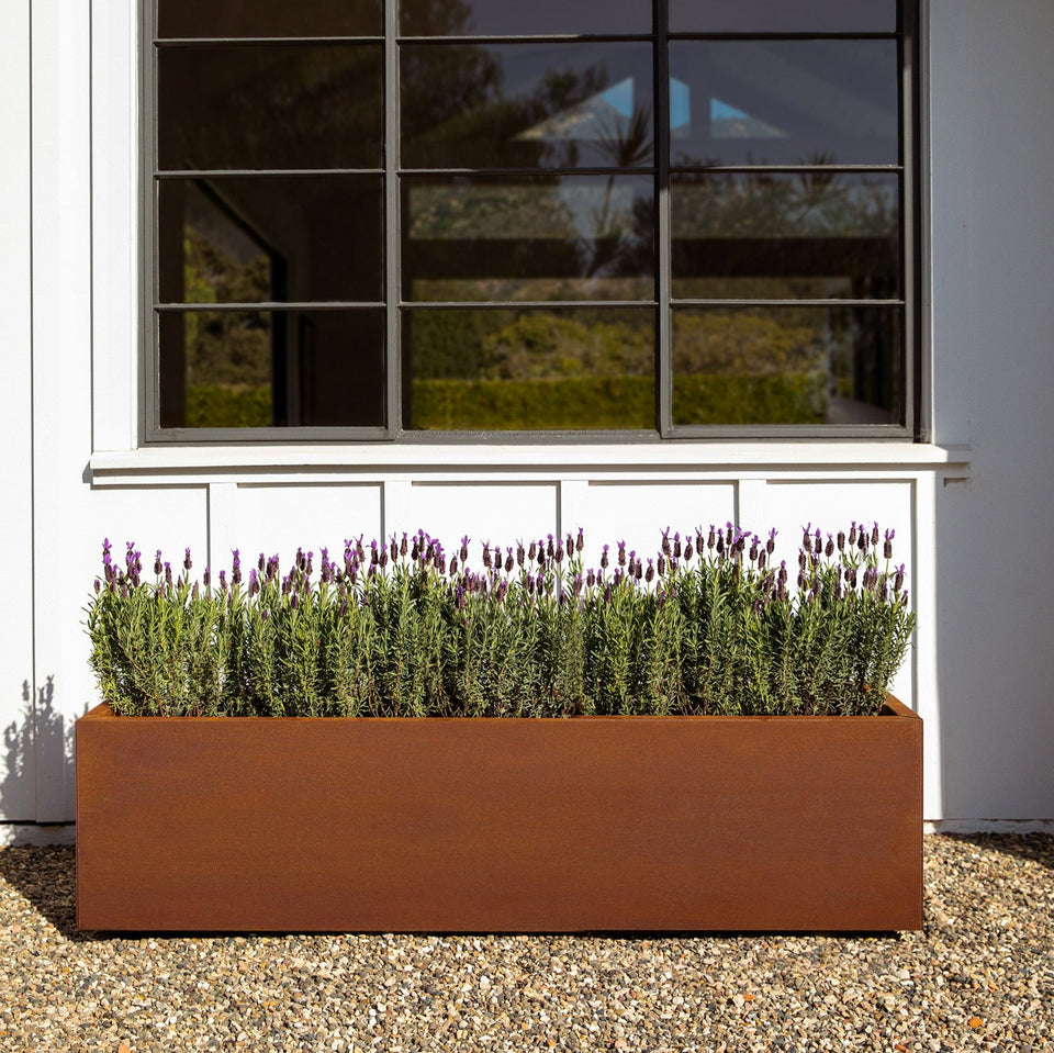 corten long box planter