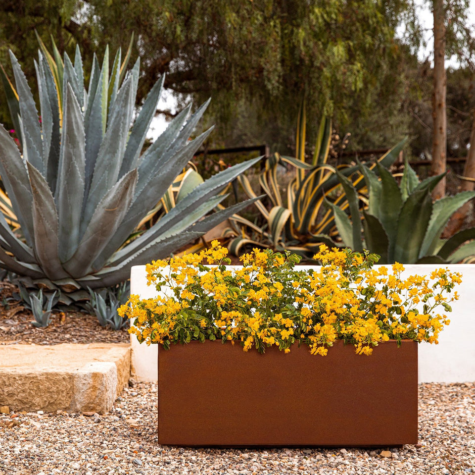 corten long box planter