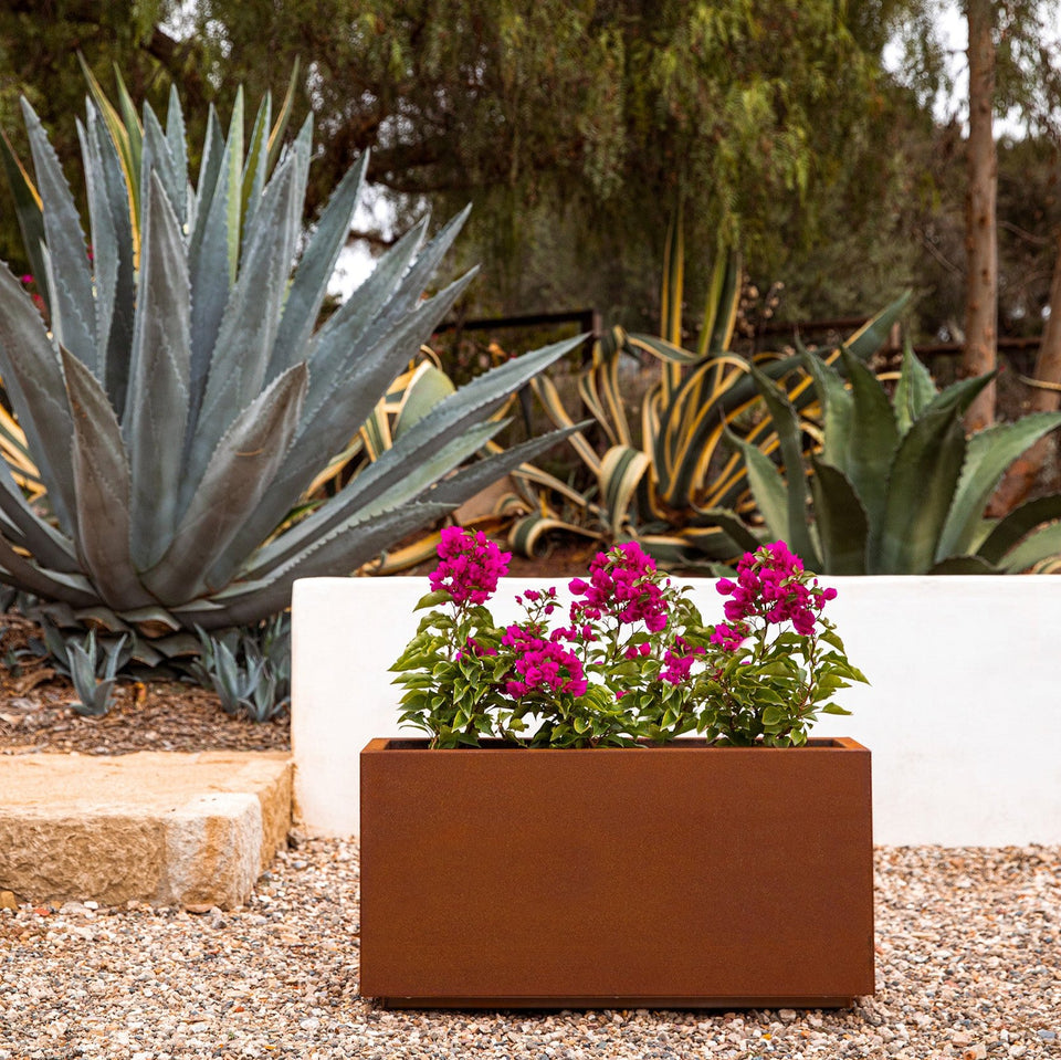 corten long box planter