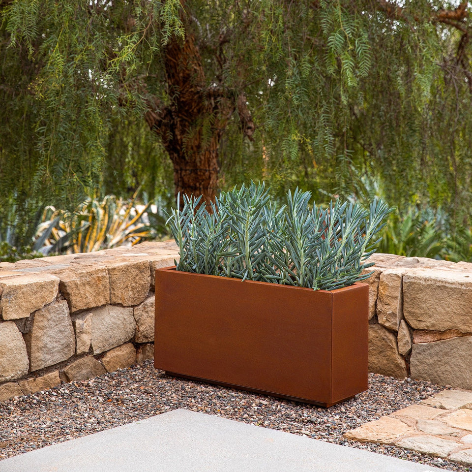 corten long box planter