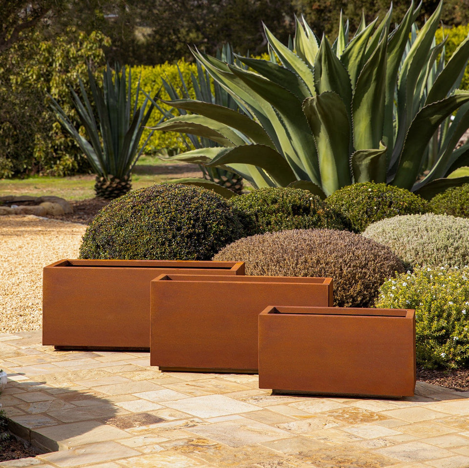 corten long box planter