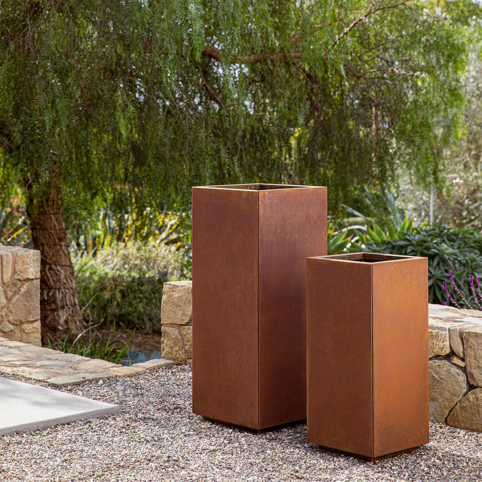 corten pedestal planter