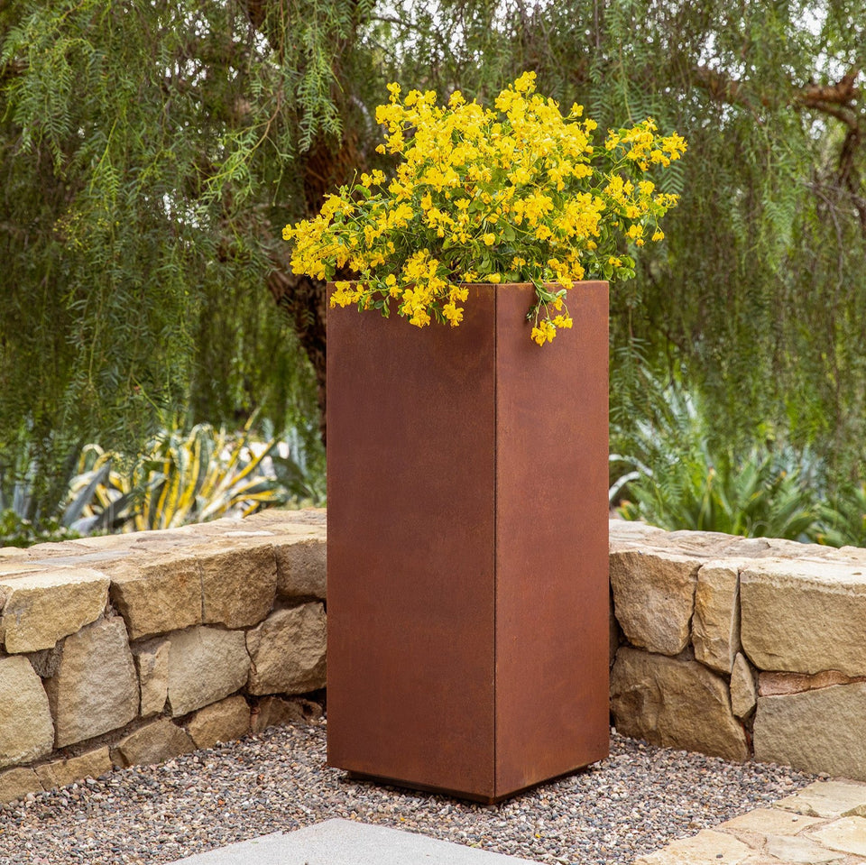 corten pedestal planter