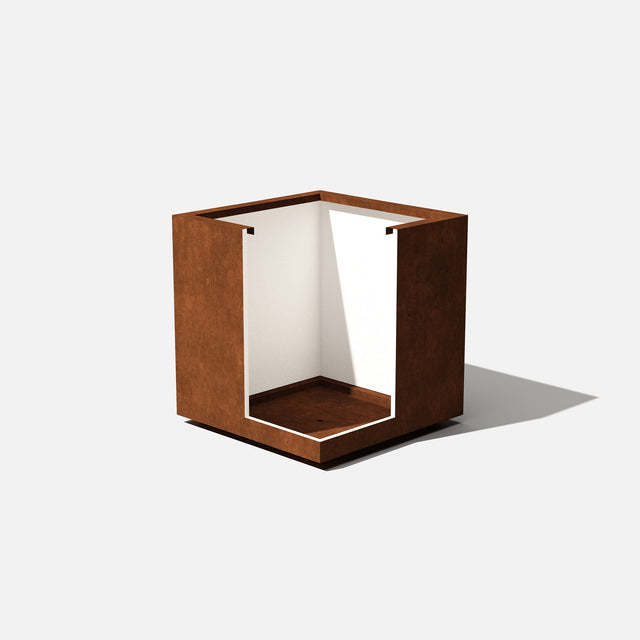 corten cube planter