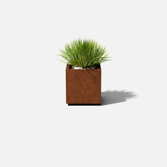 corten cube planter