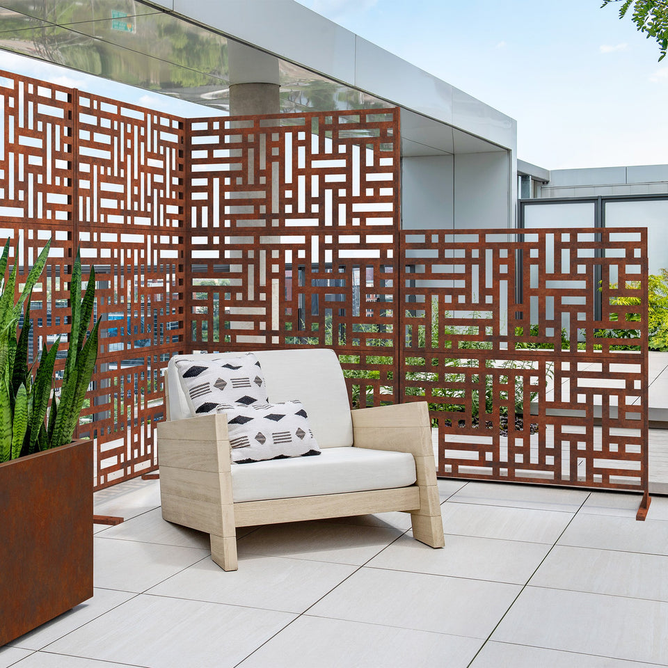 corten blocks privacy screen sets