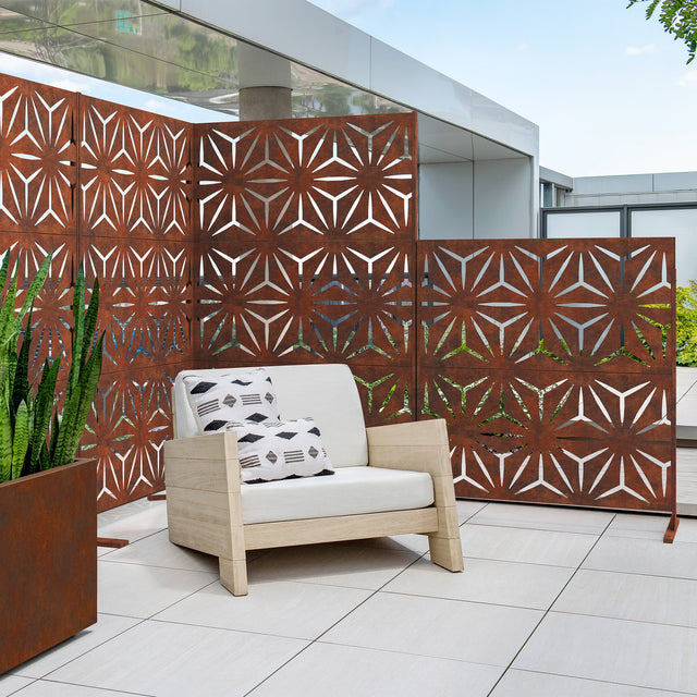 corten star privacy screen sets