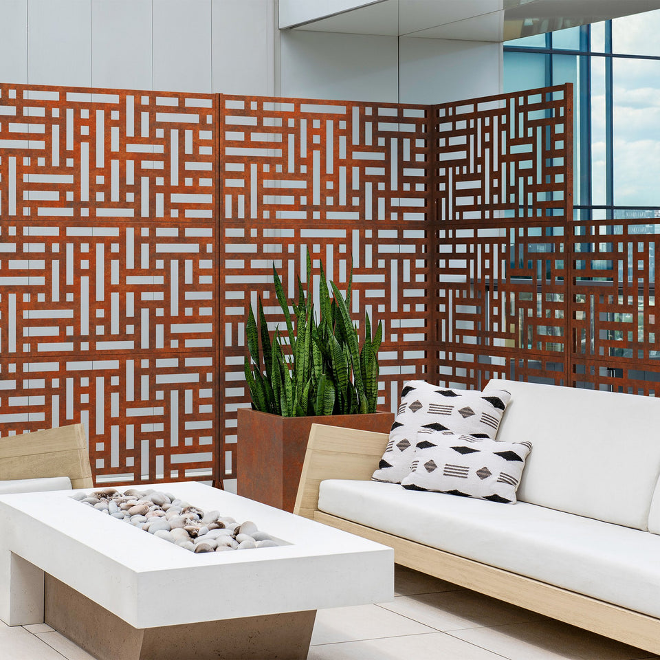 corten blocks privacy screen sets