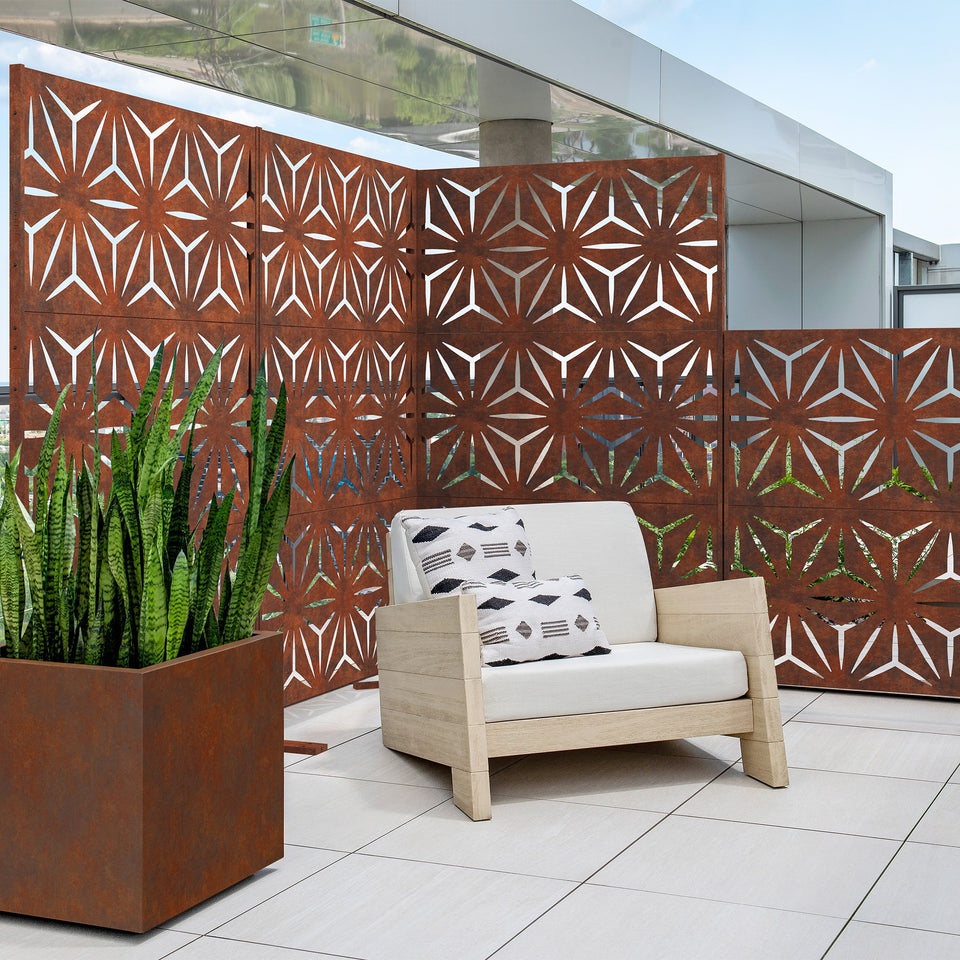 corten star privacy screen sets