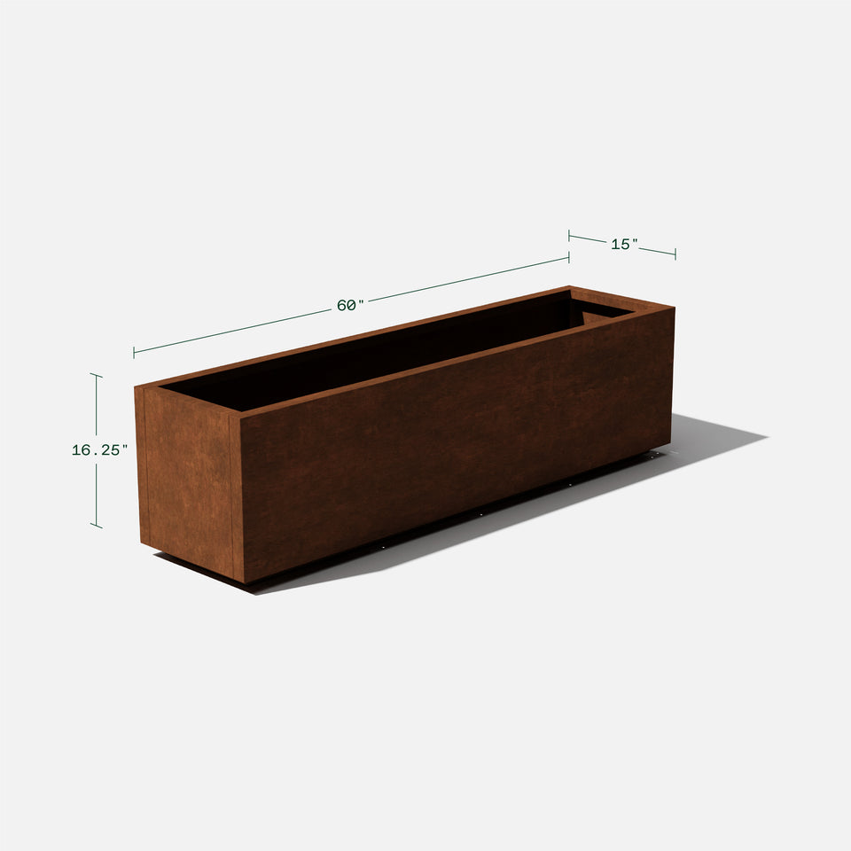 corten long box planter