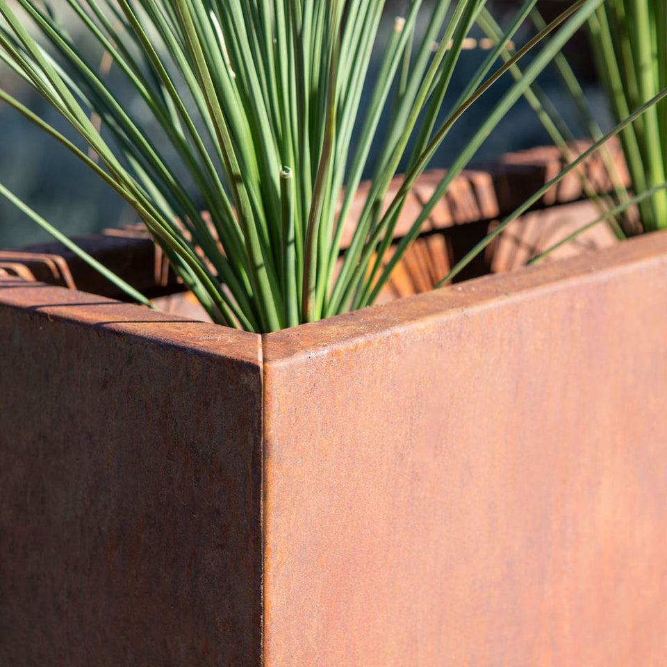 corten long box planter